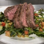 PAN SEARED FLAT IRON STEAK WITH MEDITERRANEAN SALAD