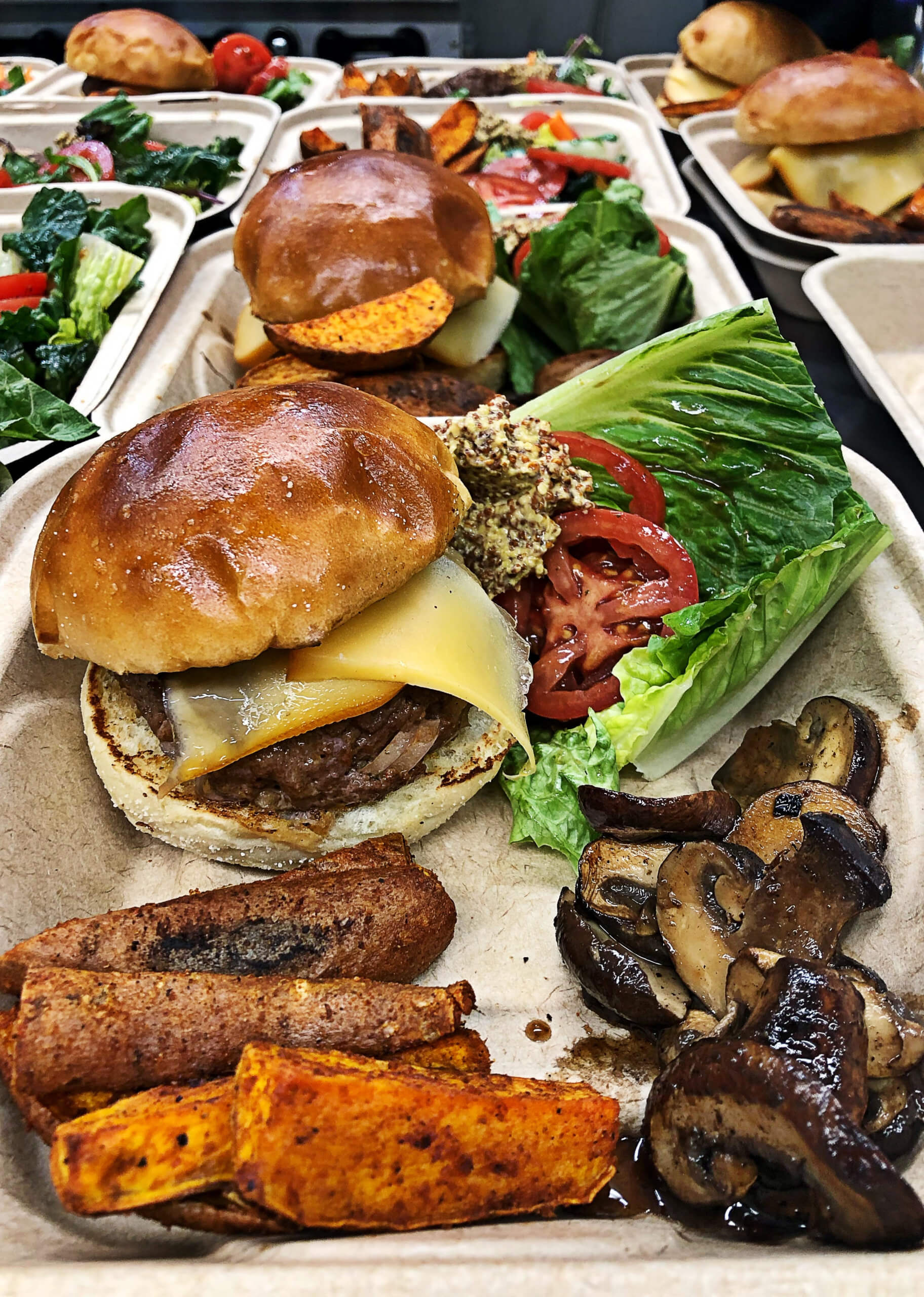 BISON BURGERS WITH SWEET POTATO FRIES AND CHOICE VEGETABLE | Skyterra at Home